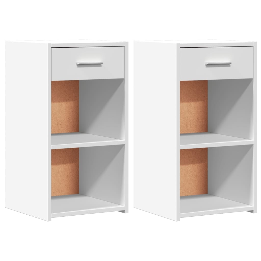 vidaXL Sängbord 2 st vit 35x34x65 cm konstruerat trä