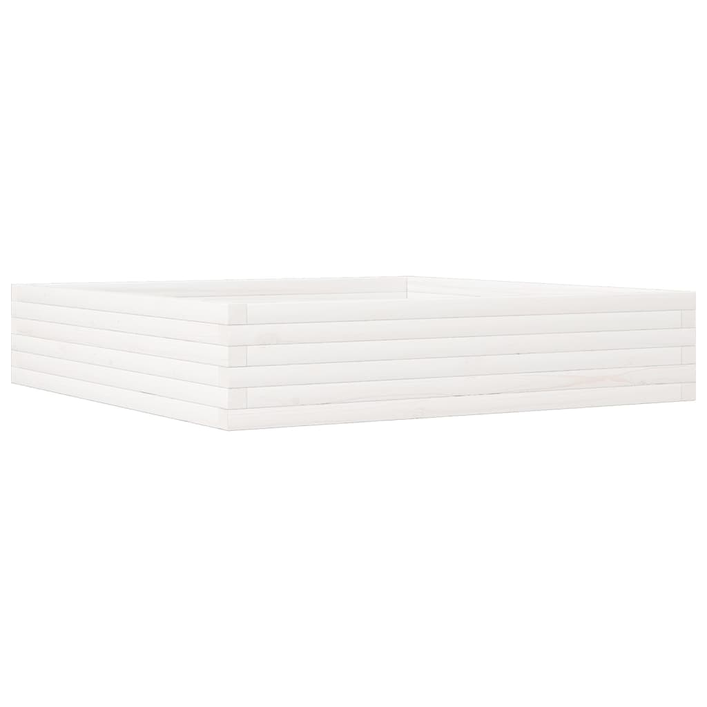 vidaXL Odlingslåda vit 110x110x23 cm massiv furu