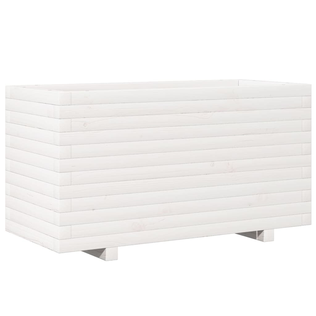 vidaXL Odlingslåda vit 90x40x49,5 cm massiv furu