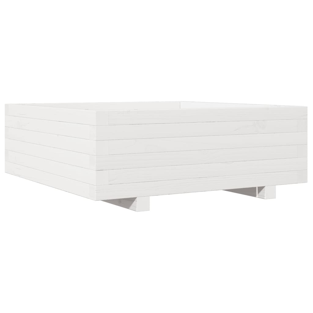 vidaXL Odlingslåda vit 70x70x26,5 cm massiv furu
