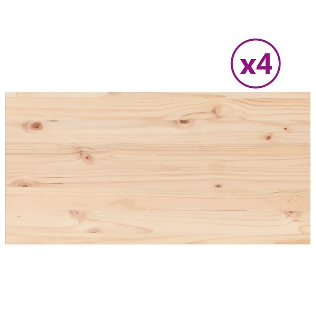 vidaXL Bordsskivor 4 st 90x45x2,5 cm rektangulär massiv furu