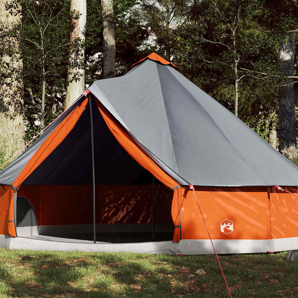vidaXL Familjetält tipi 12 person grå och orange vattentätt