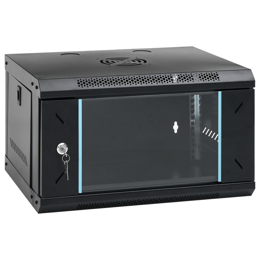 vidaXL 6U vægmonteret netværksskab 19" IP20 53x40x30 cm