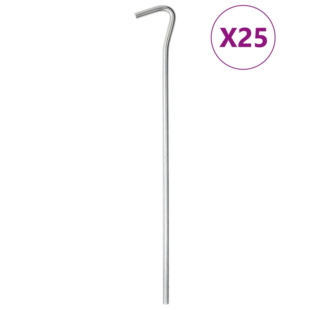 vidaXL Tältpinnar 25 st 23 cm Ø5 mm galvaniserat stål