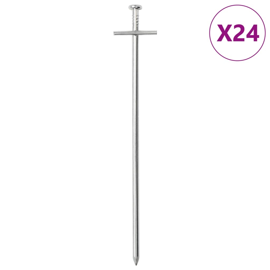vidaXL Tältpinnar 24 st 23 cm Ø6 mm galvaniserat stål
