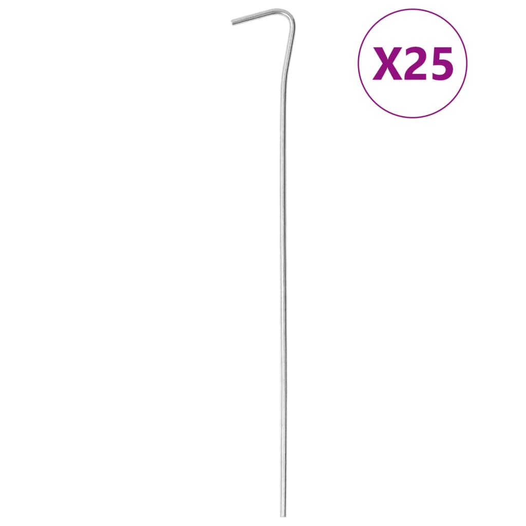 vidaXL Tältpinnar 25 st 23 cm Ø6 mm galvaniserat stål