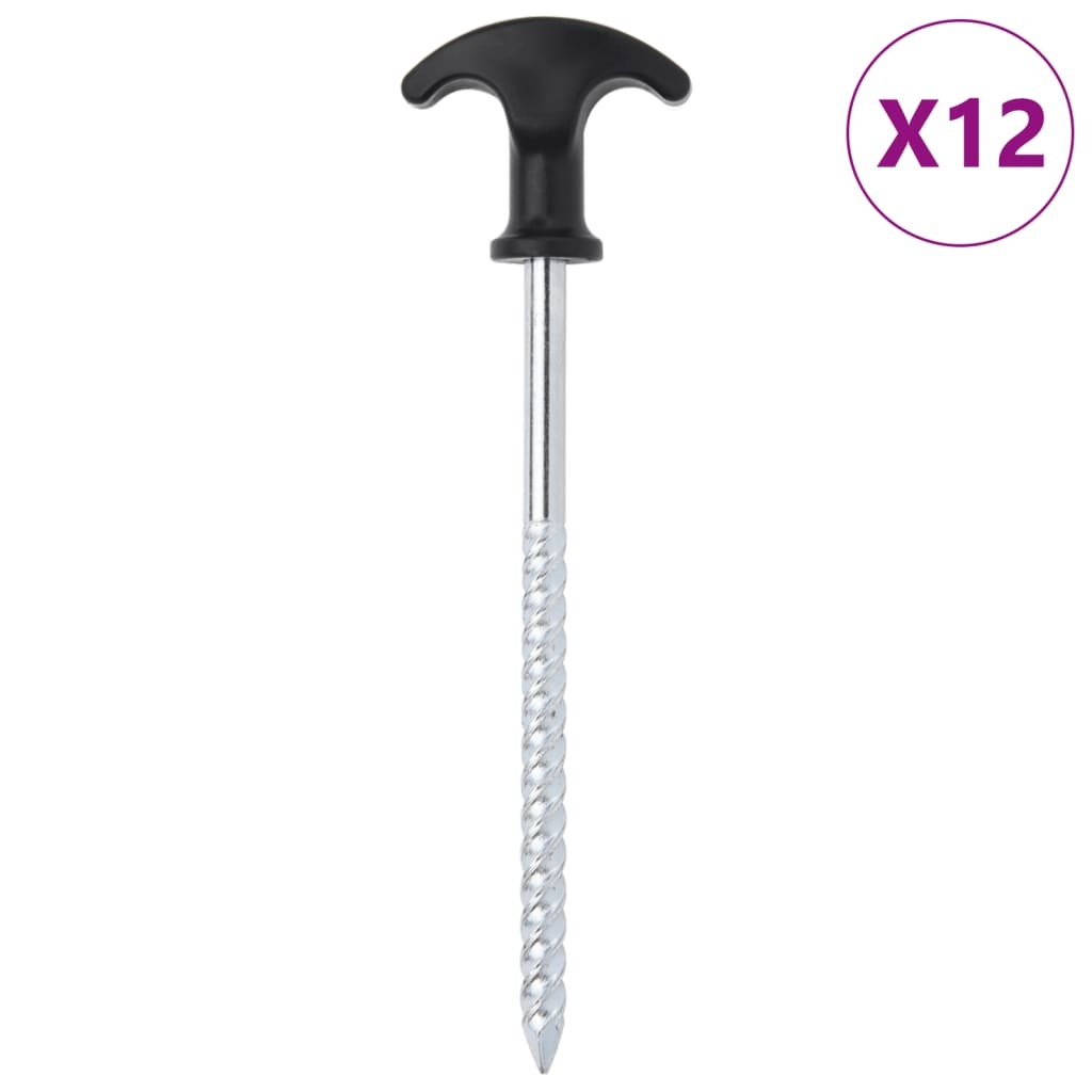 vidaXL Tältpinnar 12 st 17 cm Ø7 mm galvaniserat stål