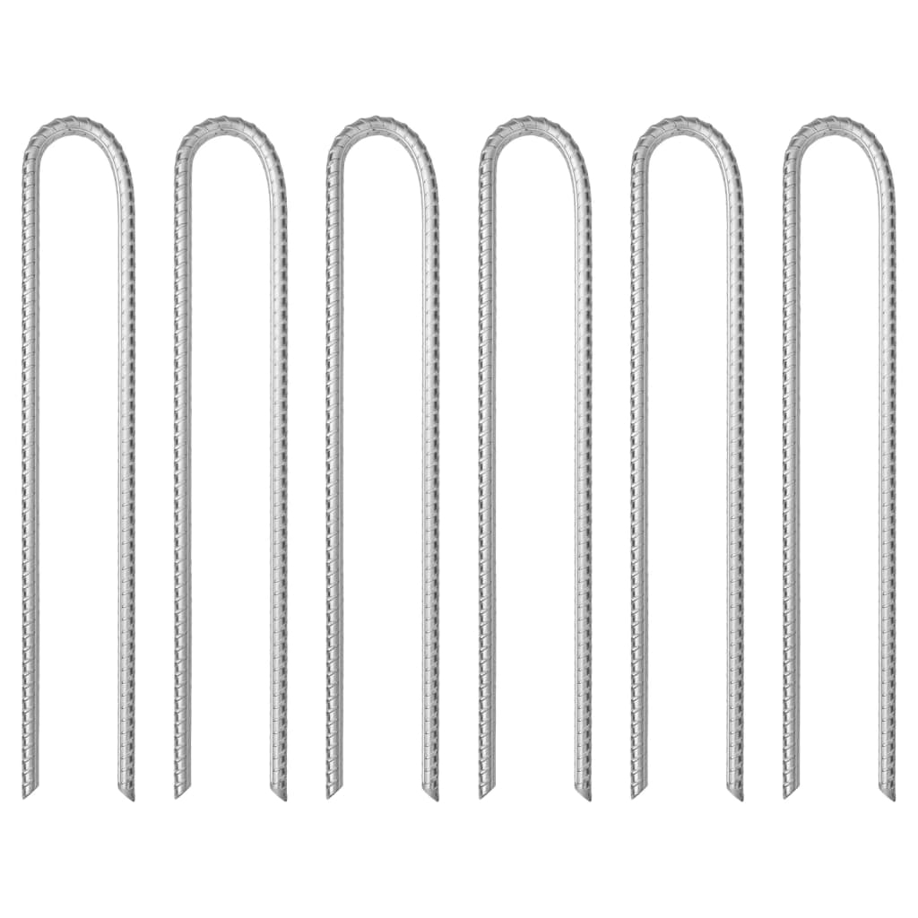 vidaXL Tältpinnar 6 st U-formade 37 cm Ø10 mm galvaniserat stål