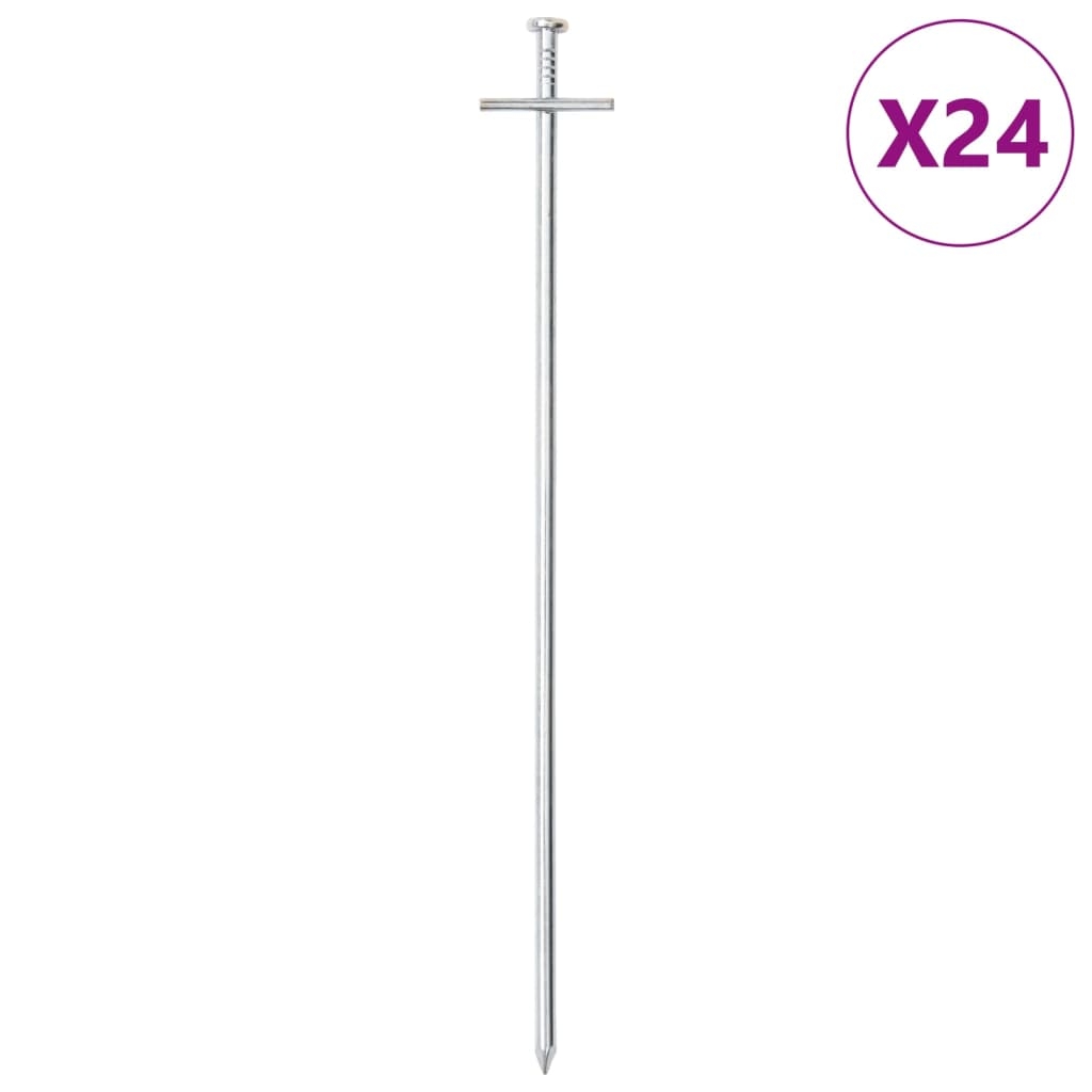 vidaXL Tältpinnar 24 st 29,5 cm Ø6 mm galvaniserat stål