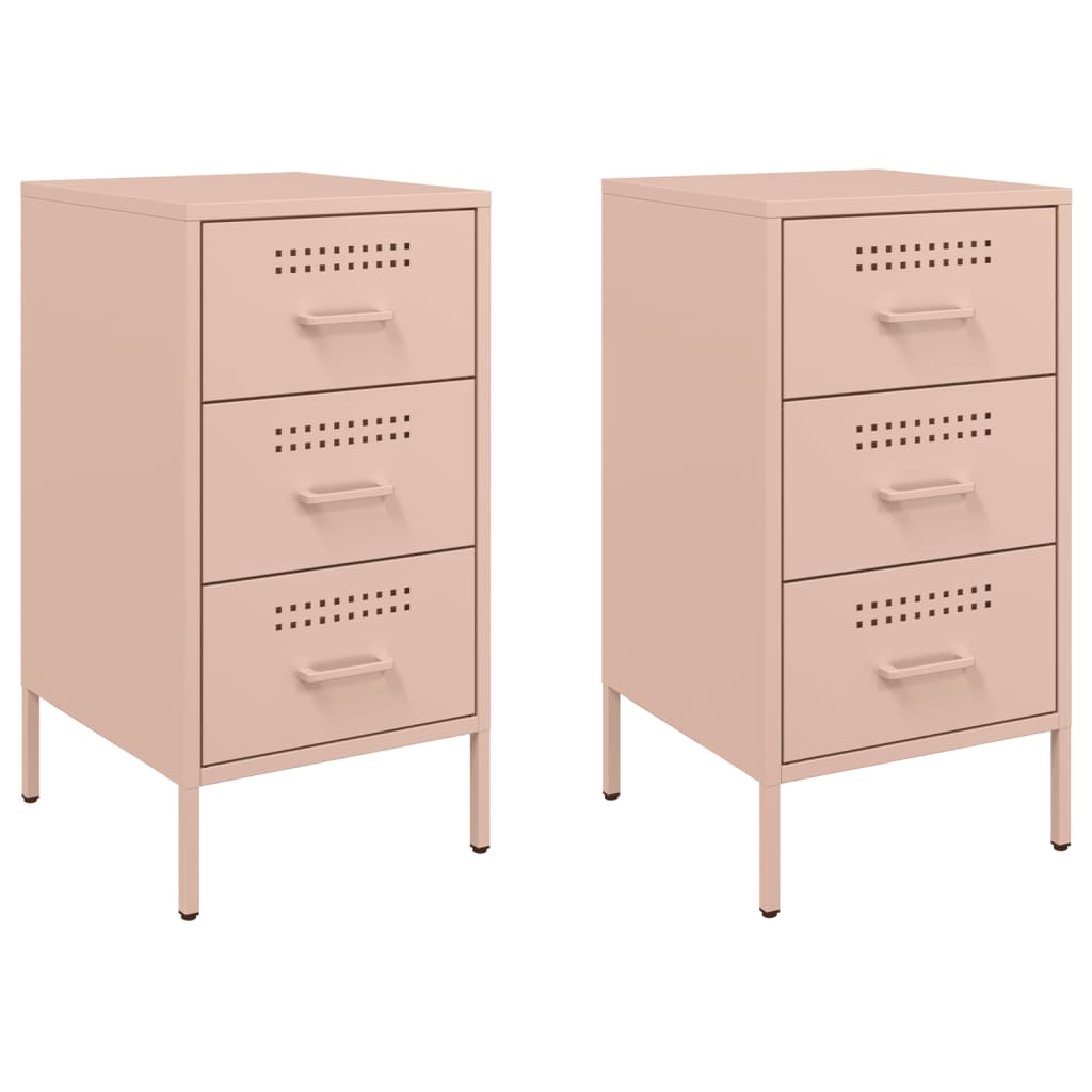vidaXL Sängbord 2 st rosa 36x39x68 cm stål