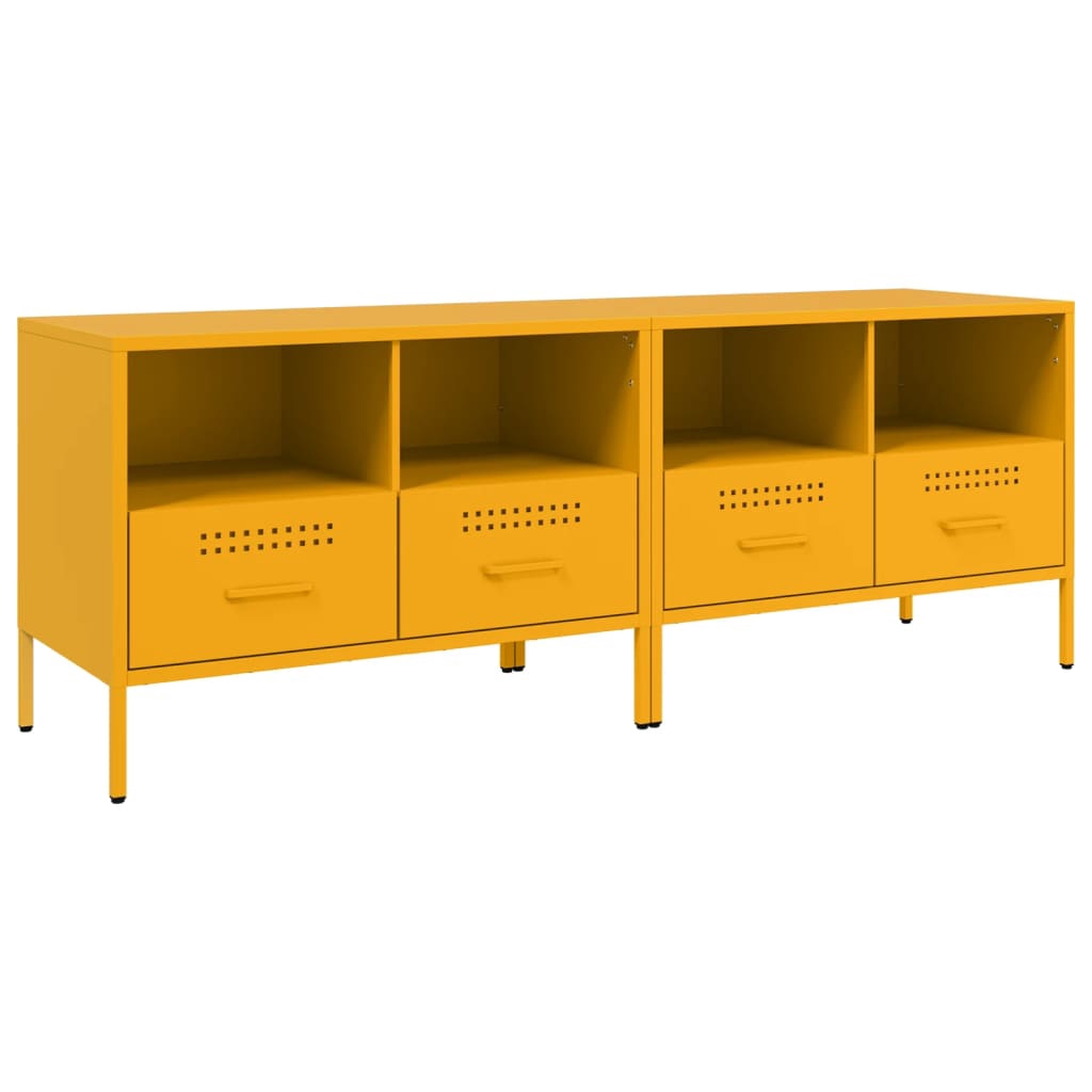 vidaXL TV-skåp 2 st senapsgul 68x39x50,5 cm stål