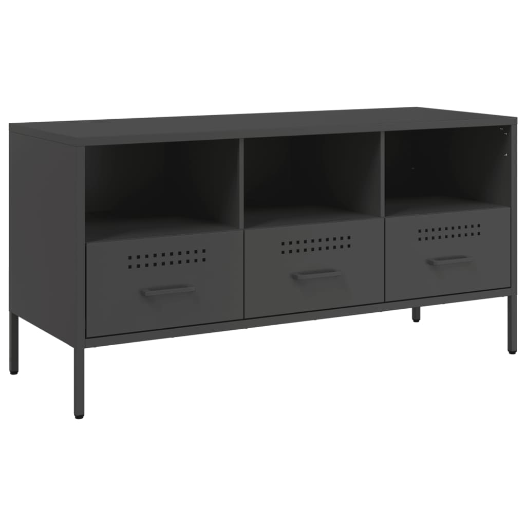 vidaXL TV-skåp svart 100,5x39x50,5 cm stål