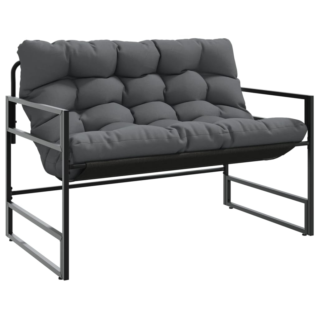 vidaXL Trädgårdsbänk med dyna antracit 113 cm stål