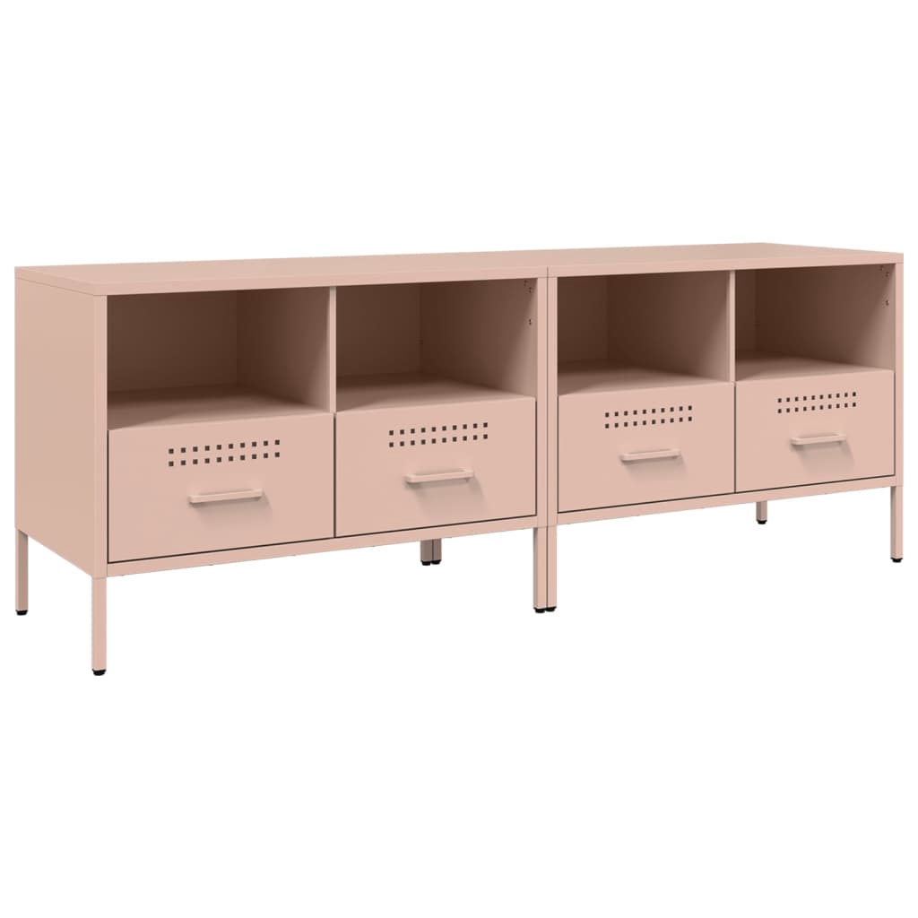 vidaXL Tv-bänk 2 st rosa 68x39x50,5 cm stål