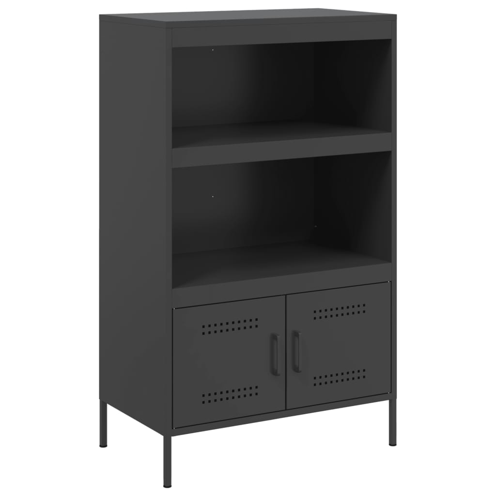 vidaXL Högskåp svart 68x39x113 cm stål