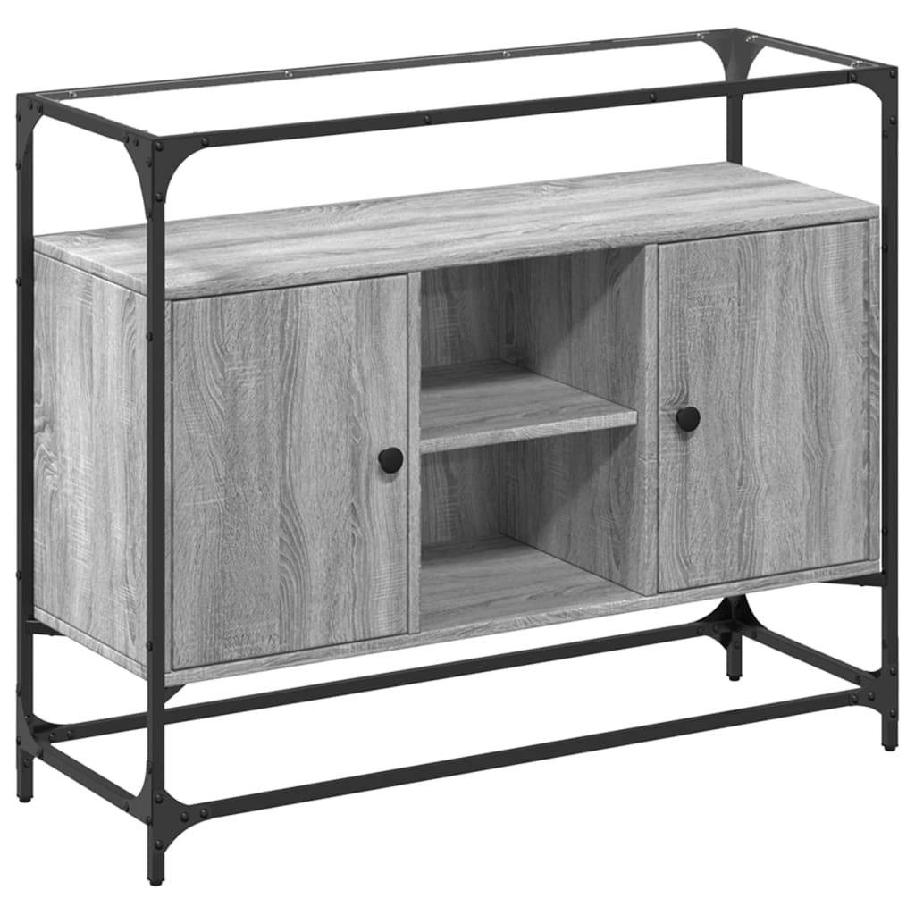 vidaXL Skänk med glasskiva grå sonoma 98x35x81 cm konstruerat trä