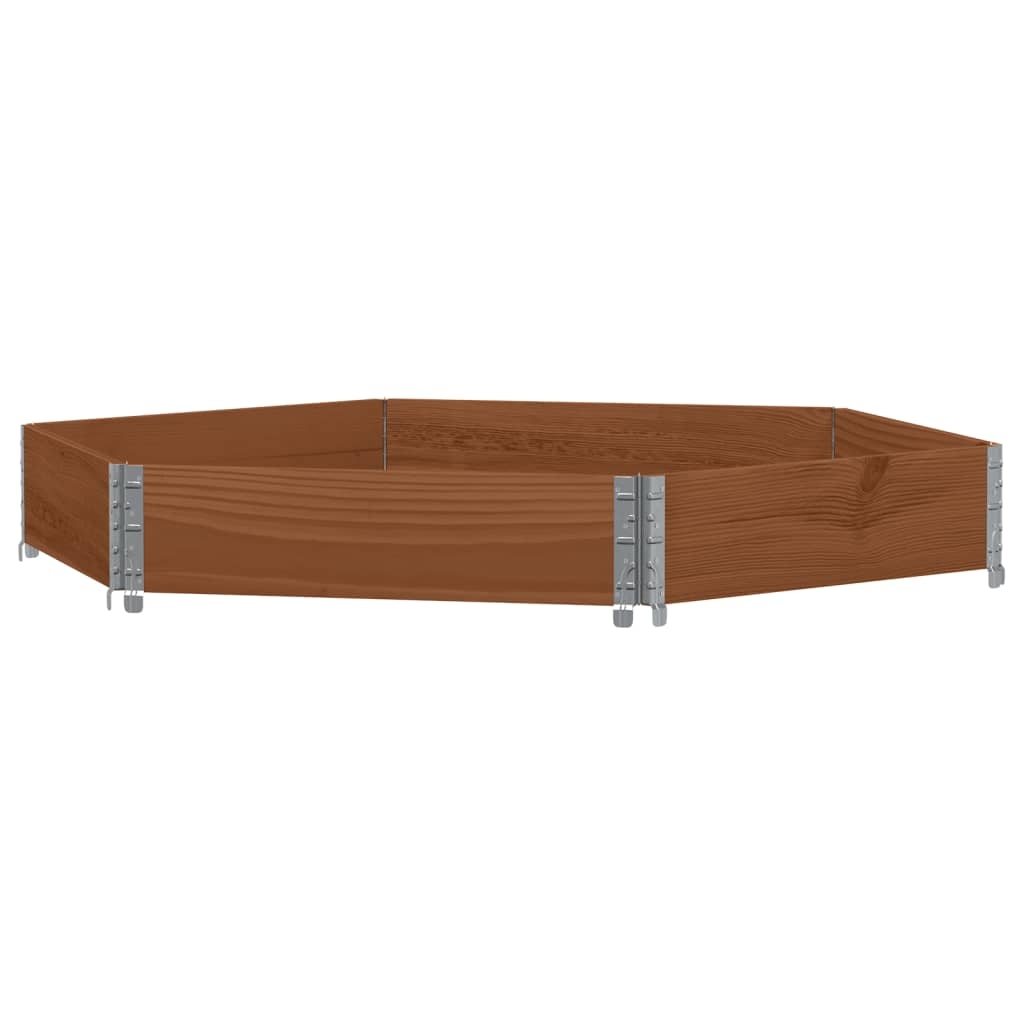 vidaXL Pallkrage sexhörning brun 160x160 cm massiv furu