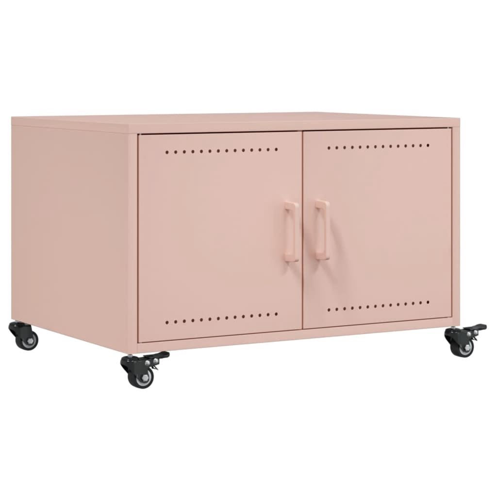 vidaXL Soffbord rosa 68x50x43,5 cm stål