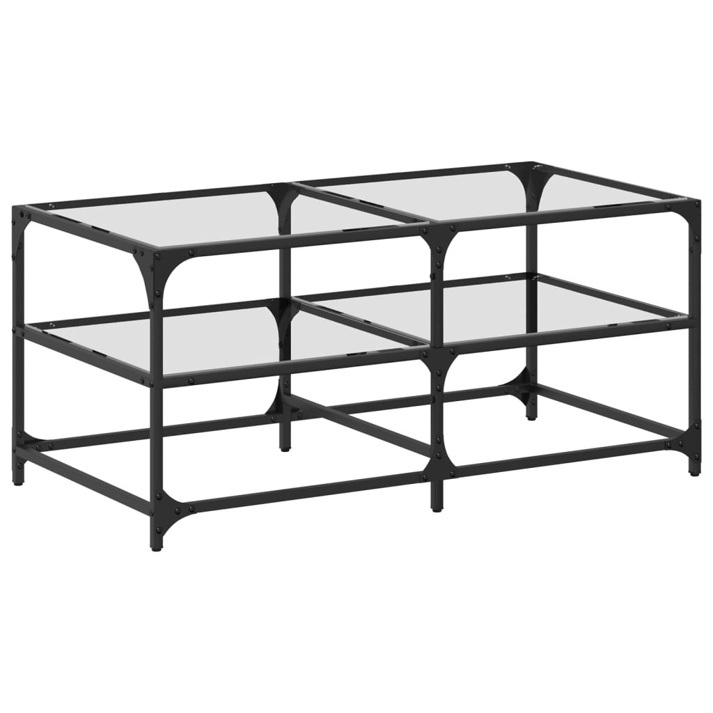 vidaXL Soffbord med transparent glasskiva 98,5x50x45 cm stål