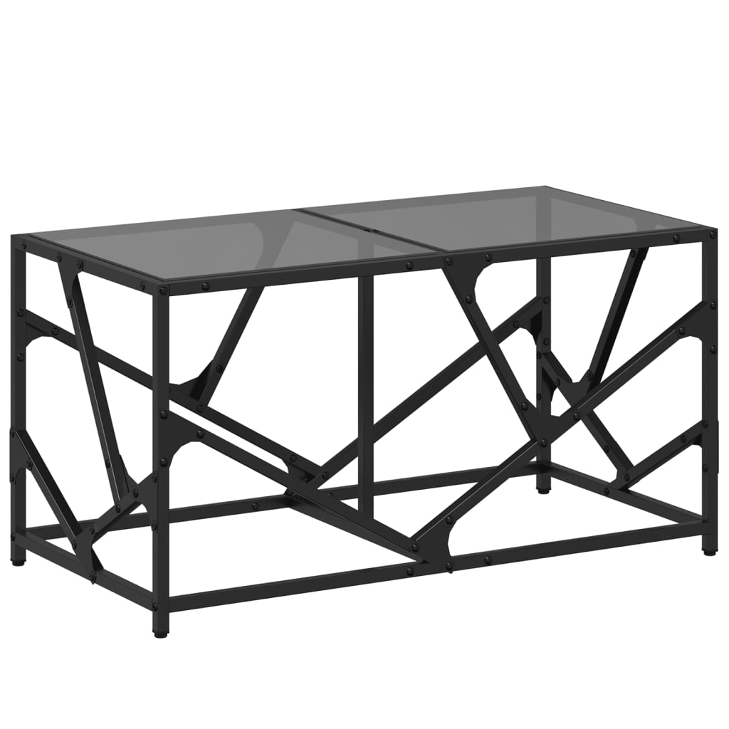 vidaXL Soffbord med svart glasskiva 78,5x40x41 cm stål