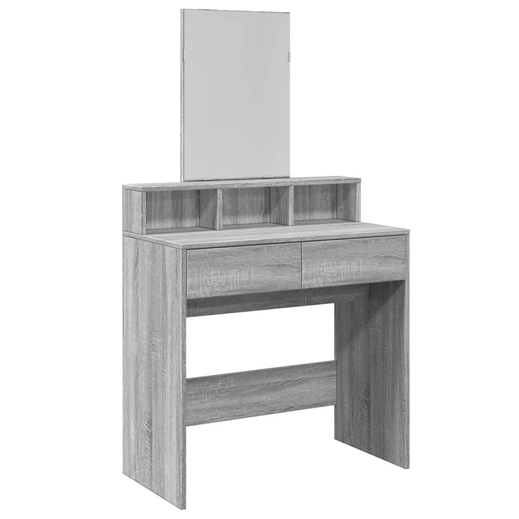 vidaXL Sminkbord med spegel grå sonoma 80x41x144,5 cm