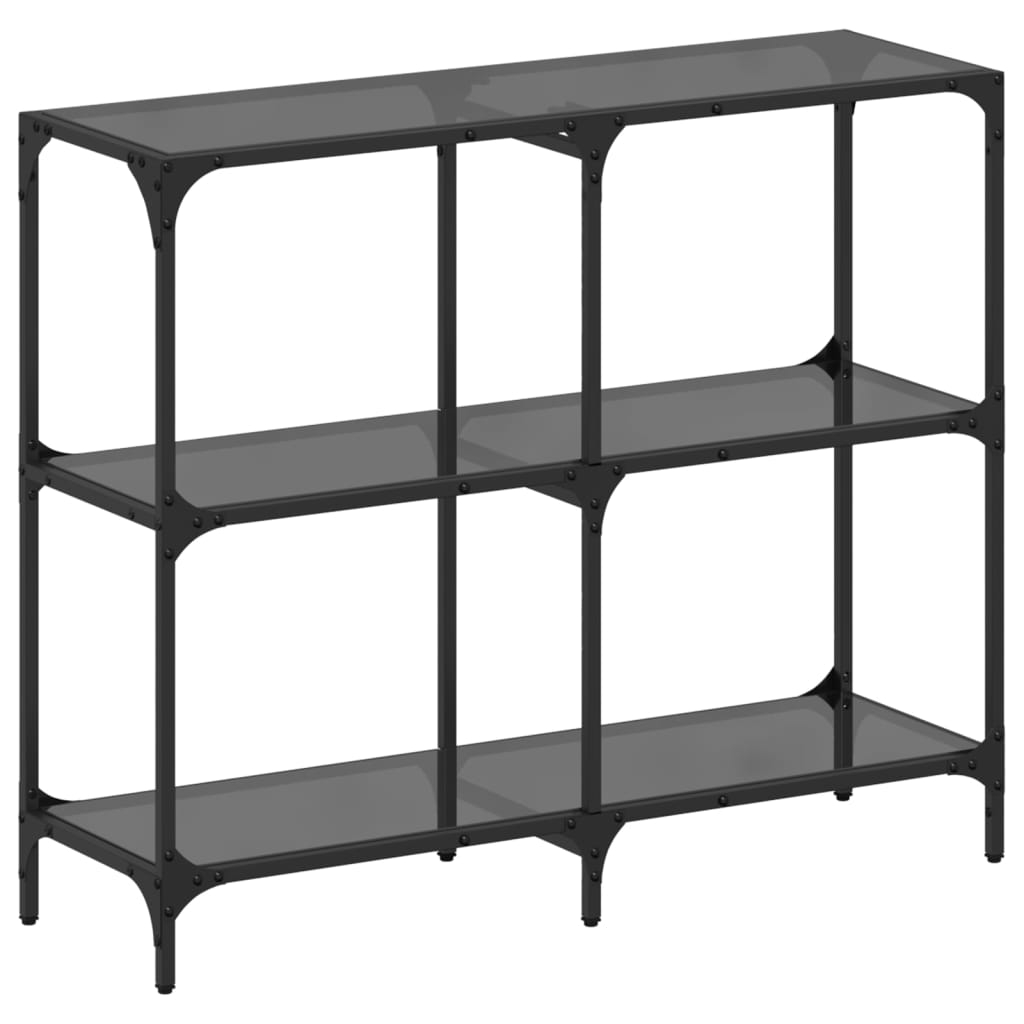 vidaXL Konsolbord med svart glasskiva 98x30x81 cm stål