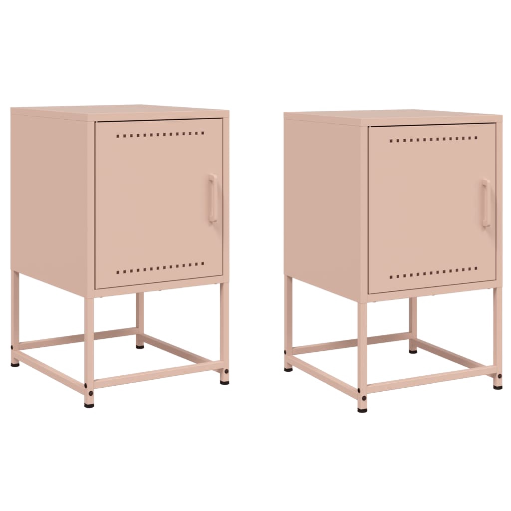 vidaXL Sängbord 2 st rosa 36x39x60,5 cm stål