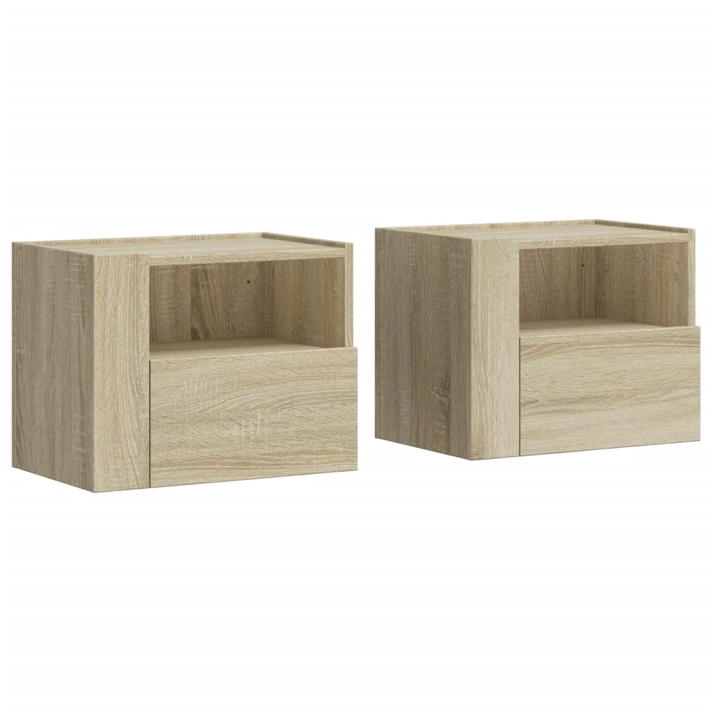 vidaXL Väggmonterade sängbord 2 st sonoma-ek 45x30x35 cm