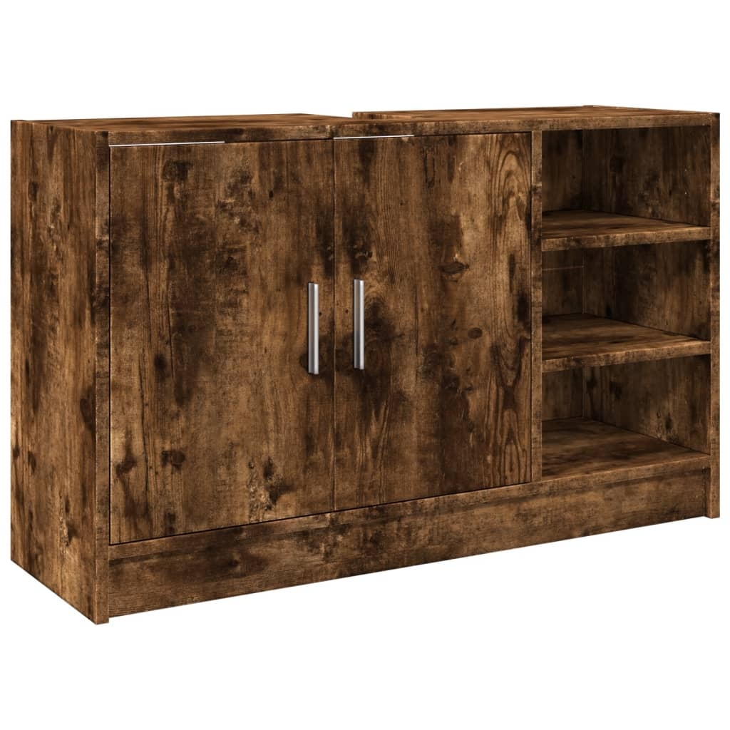 vidaXL Tvättställsskåp rökfärgad ek 90x29x55 cm konstruerat trä