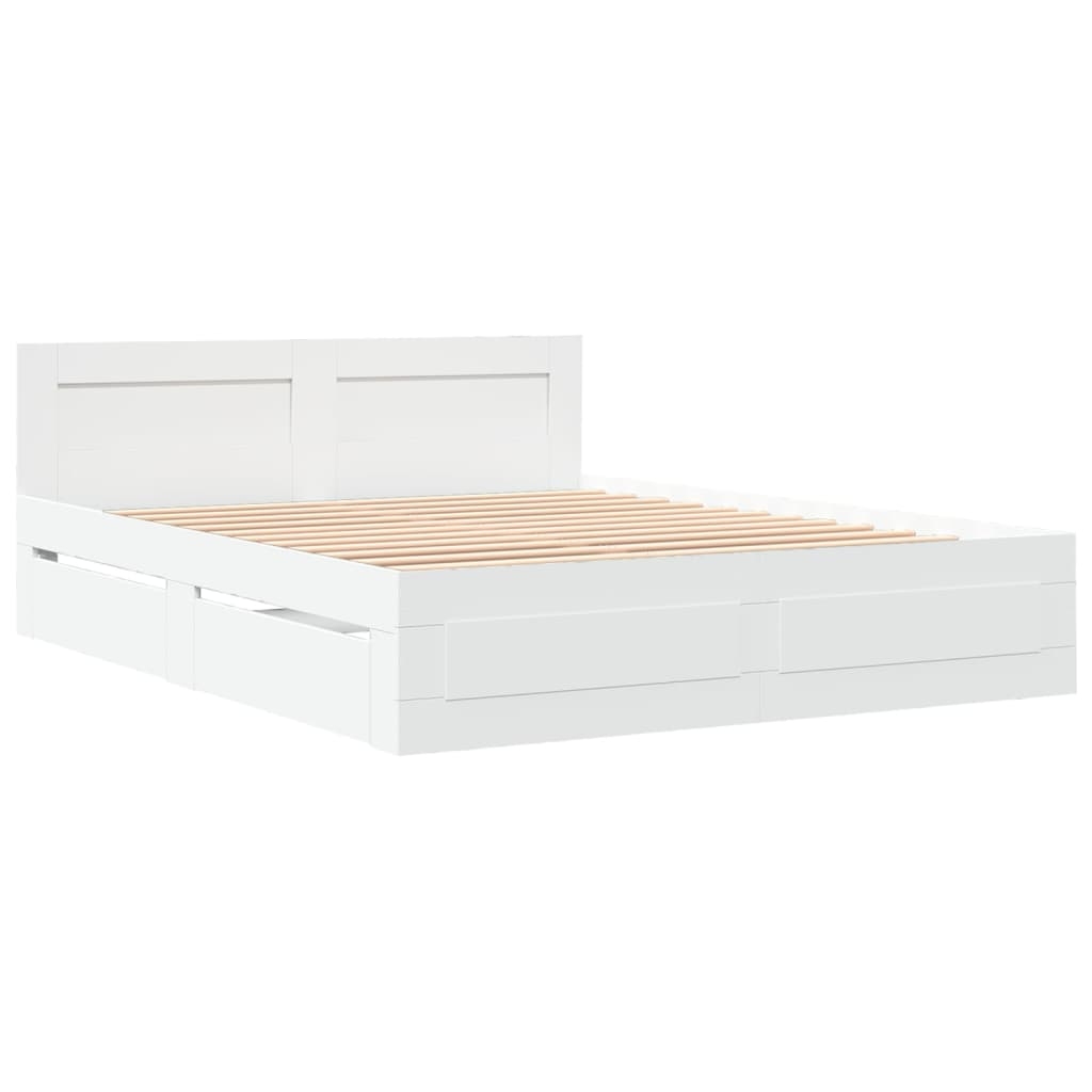 vidaXL Sängram med huvudgavel vit 160x200 cm konstruerat trä