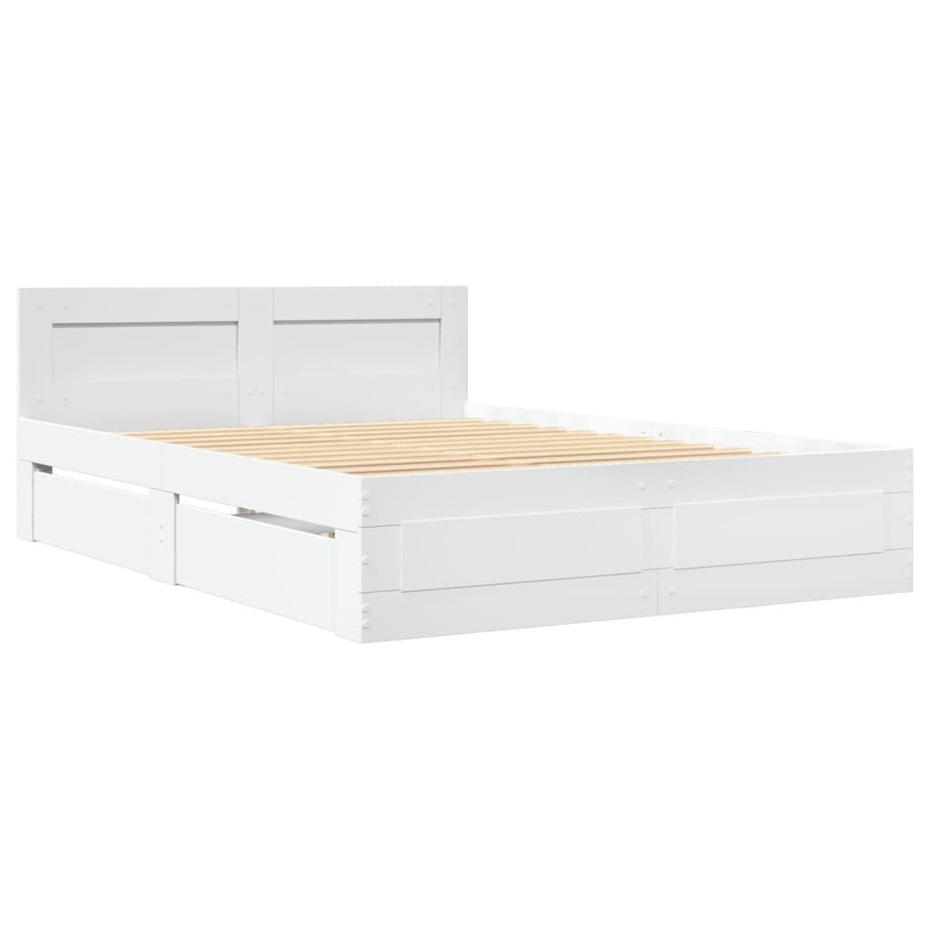 vidaXL Sängram med huvudgavel vit 140x190 cm konstruerat trä
