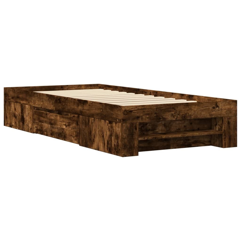vidaXL Sängram rökfärgad ek 100x200 cm konstruerad trä