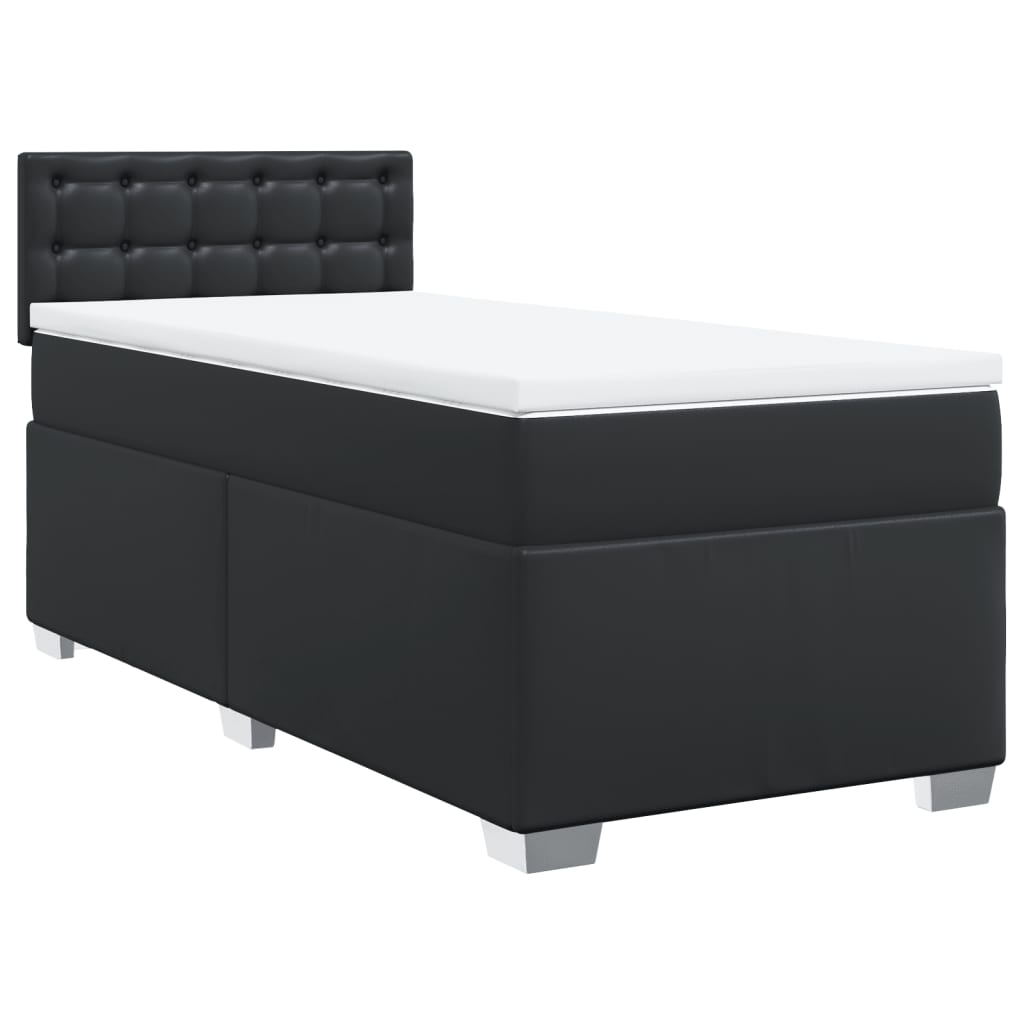 vidaXL Ramsäng med madrass svart 90x190 cm konstläder