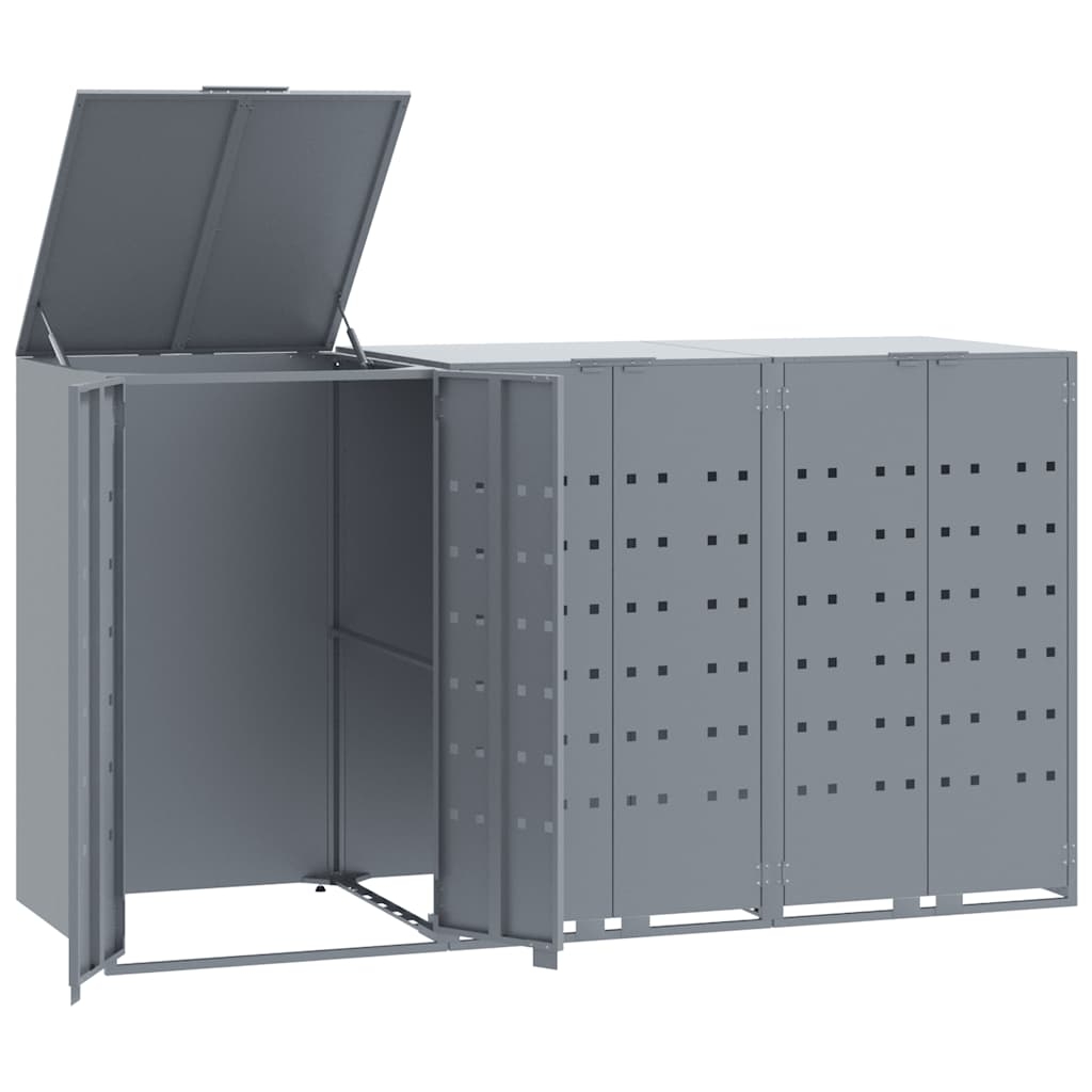 vidaXL Skjul för sopkärl för 3 platser grå 207x79x117 cm stål