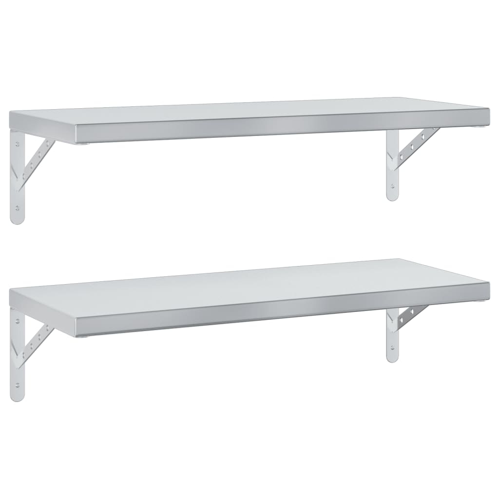 vidaXL Vegghyller 2 stk 75x30 cm sølv rustfritt stål