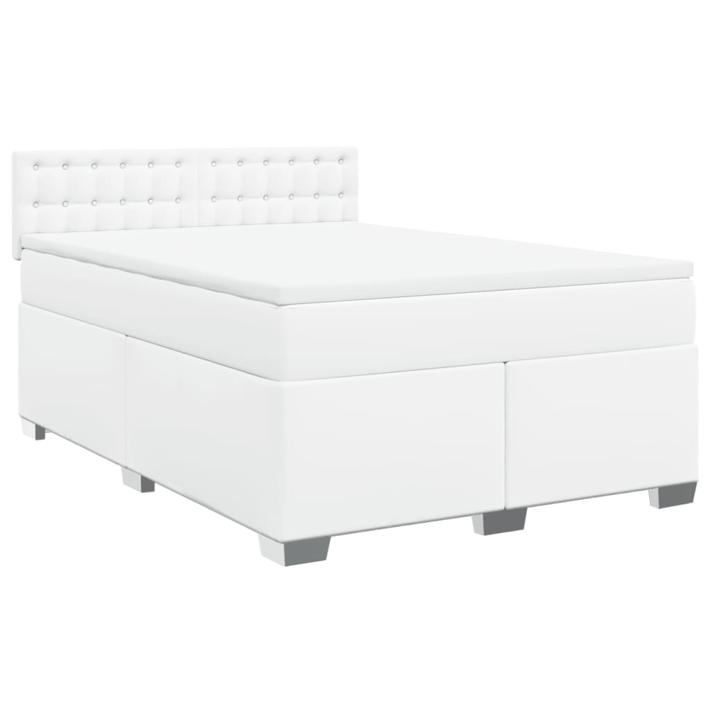 vidaXL Ramsäng med madrass vit 140x200 cm konstläder