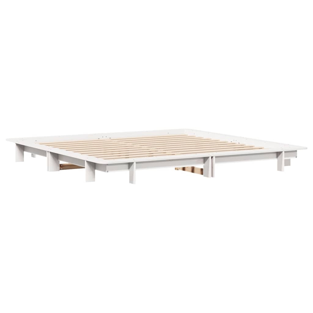 vidaXL Sängram utan madrass vit 200x200 cm massiv furu