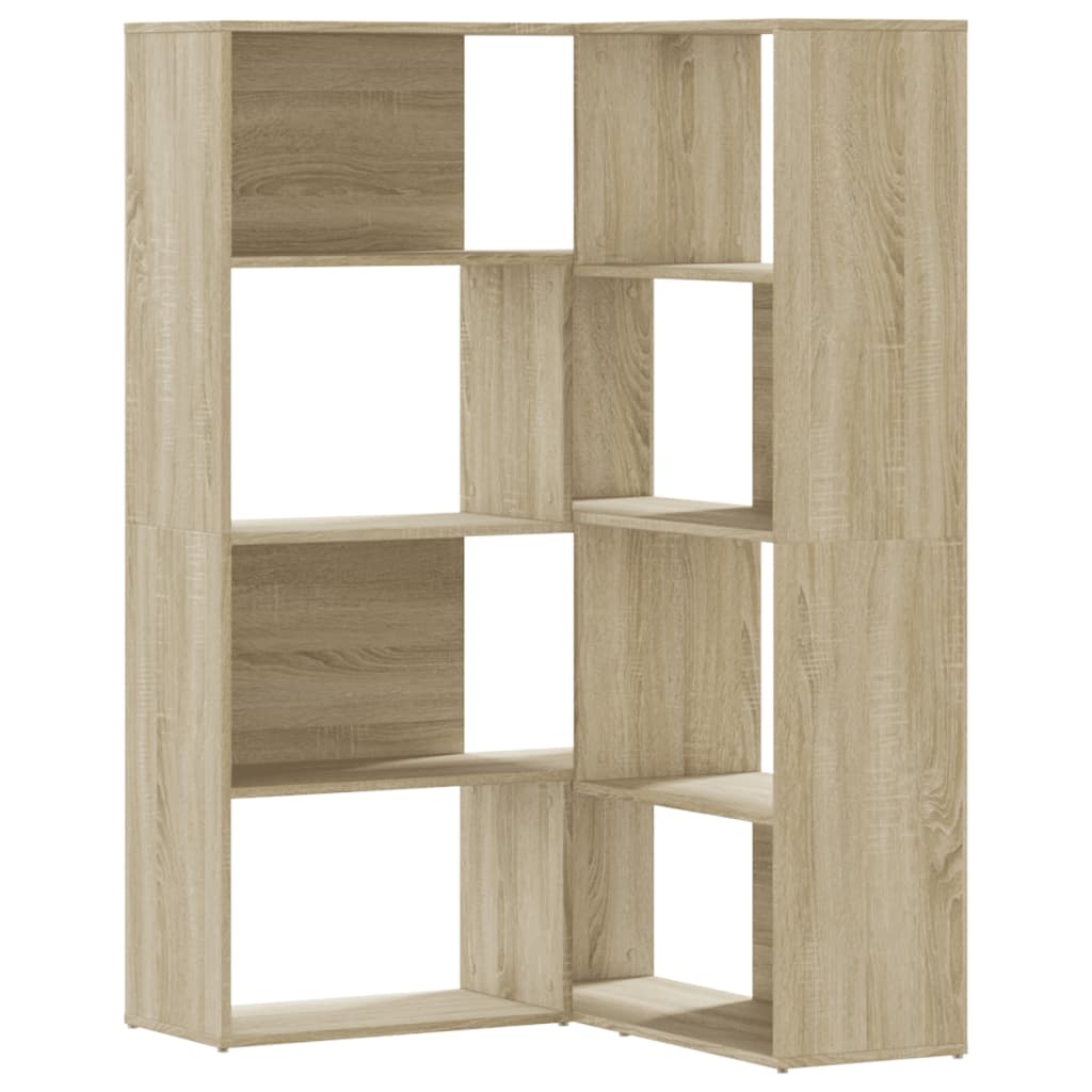 vidaXL Bokhylla hörn 4 hyllplan sonoma-ek 85x85x140 cm konstruerat trä