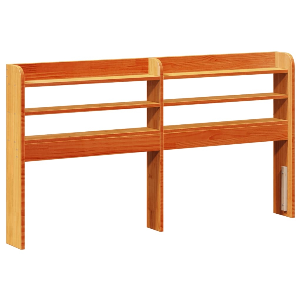 vidaXL Huvudgavel med hyllor vaxbrun 160 cm massiv furu