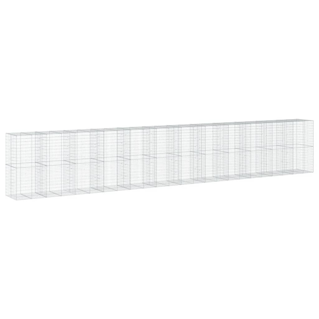 vidaXL Gabionkorg med skydd 1200x100x200 cm galvaniserat järn