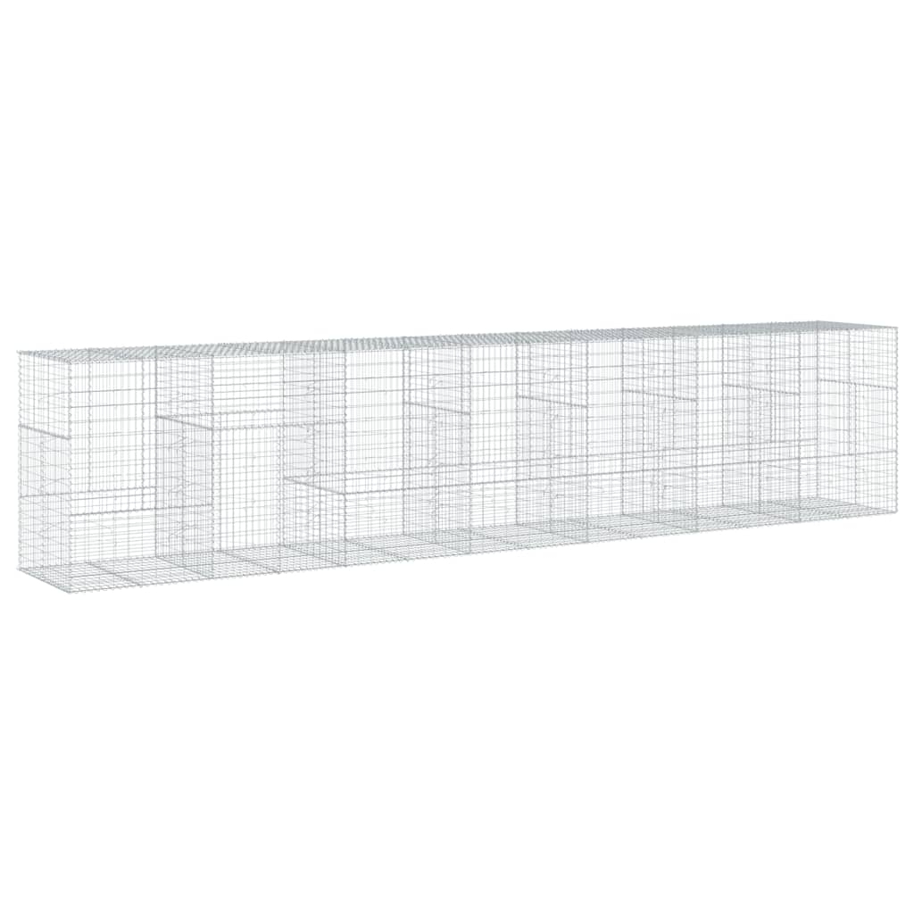 vidaXL Gabionkorg med skydd 700x100x150 cm galvaniserat järn