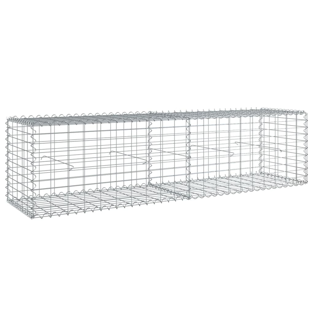 vidaXL Gabionkorg med skydd 200x50x50 cm galvaniserat järn