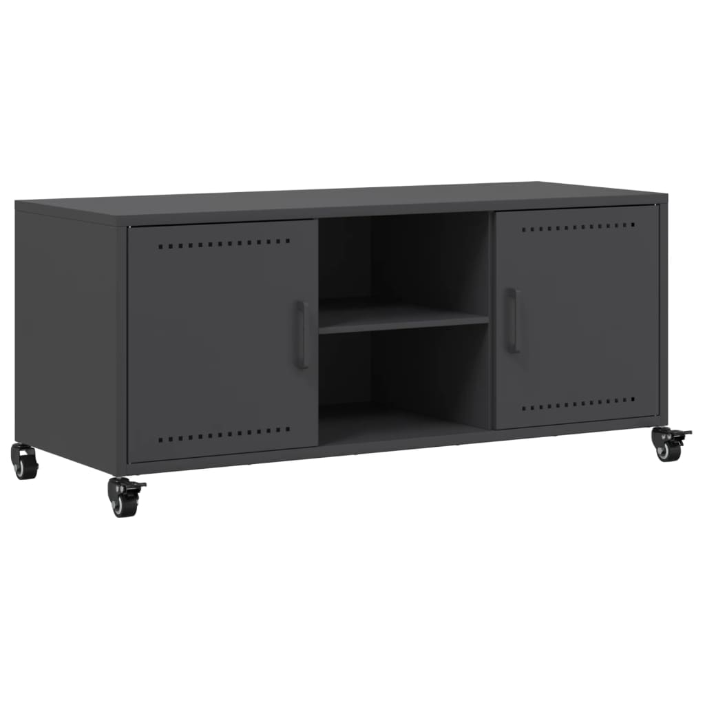 vidaXL TV-benk svart 100,5x39x43,5 cm stål
