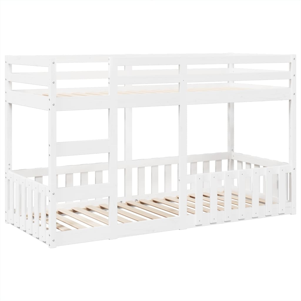 vidaXL køjeseng 90x200 cm massivt fyrretræ hvid