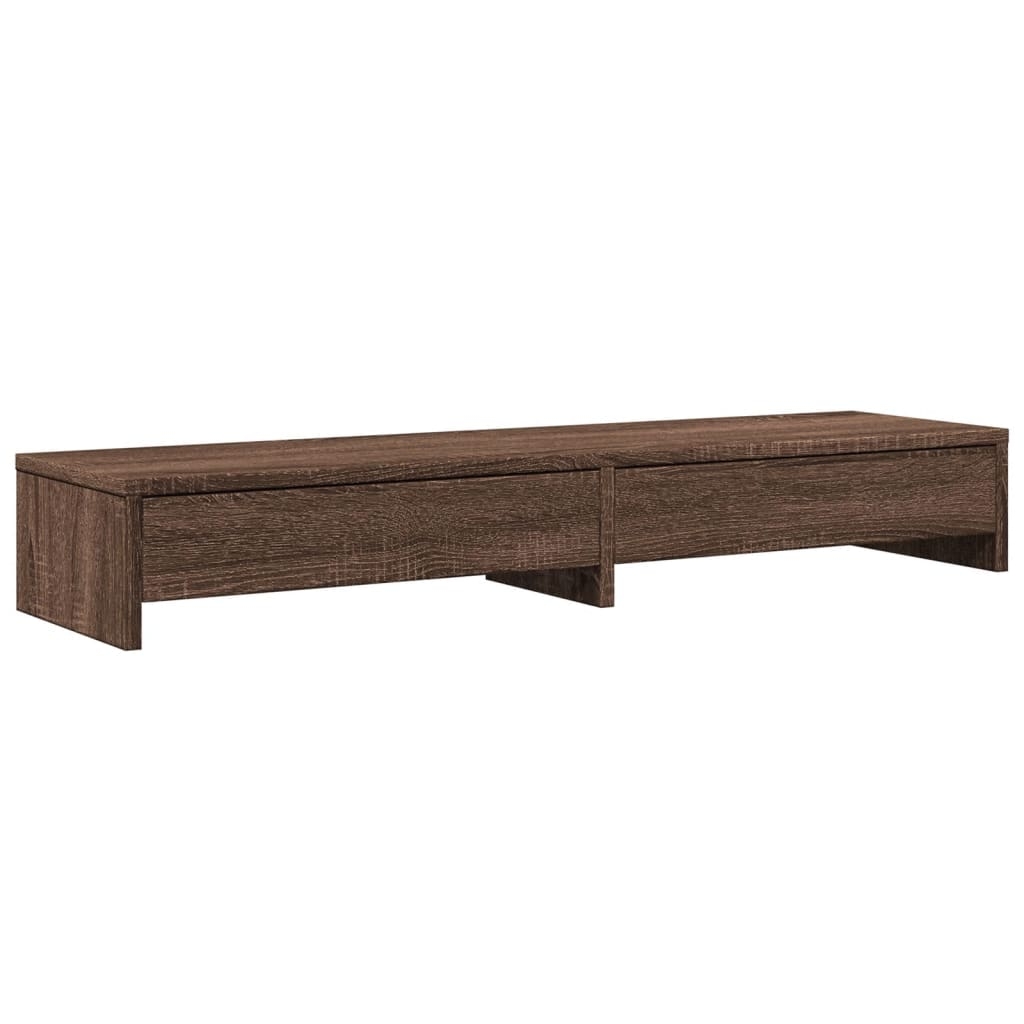 vidaXL Skjermstativ med skuffer brun eik 100x27x15 cm konstruert tre