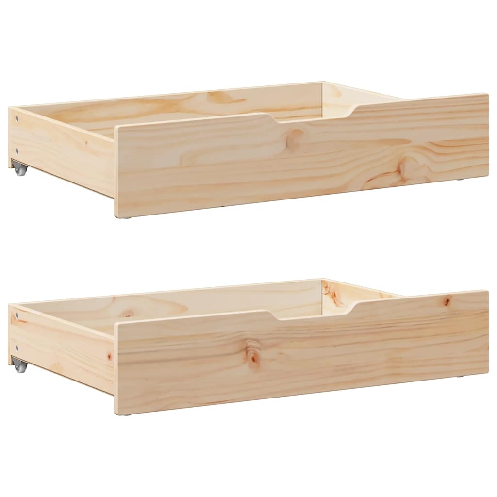 vidaXL Sengeskuffer med hjul 2 stk 80x55x17 cm heltre furu