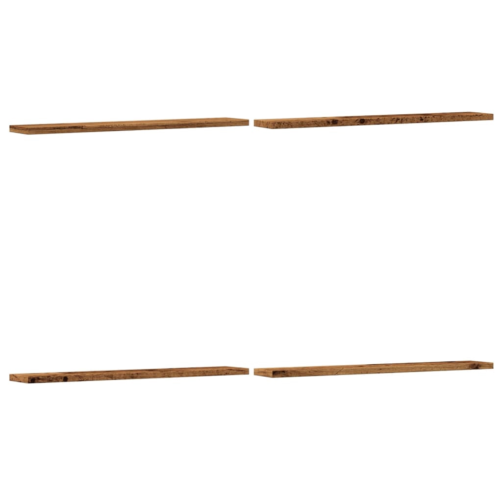 vidaXL Hyllplan 4 st åldrat trä 60x10x1,5 cm konstruerat trä