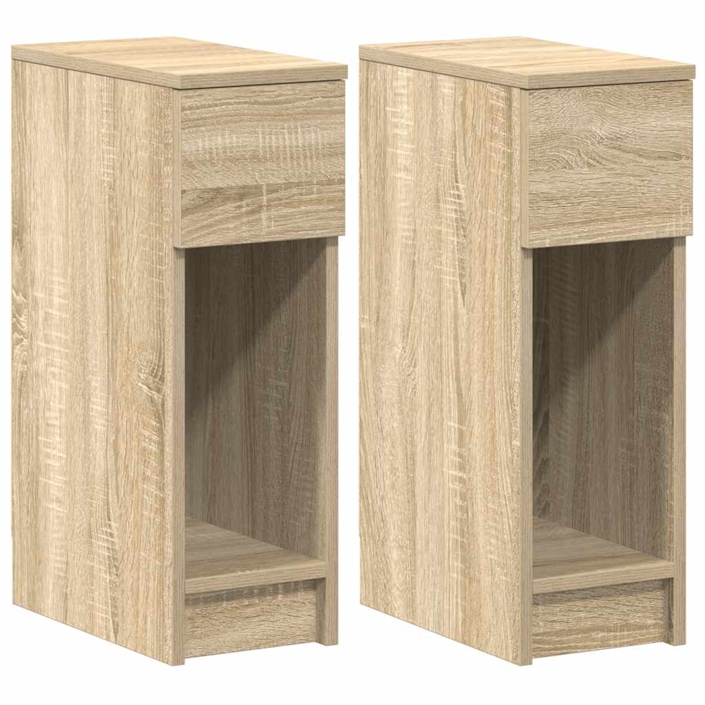 vidaXL Sängbord 2 st med låda sonoma-ek 20x36x60 cm