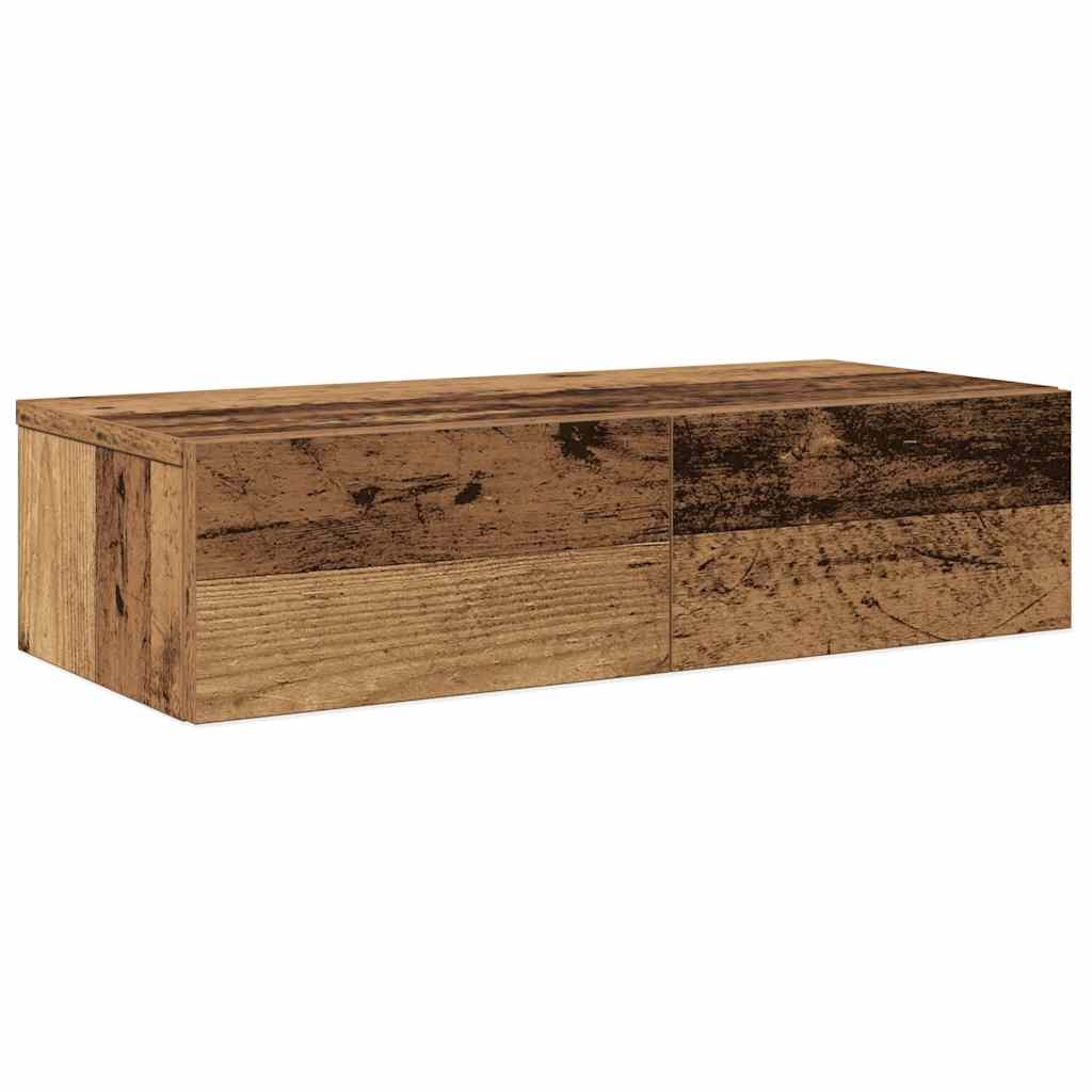 vidaXL Vägghylla med lådor åldrat trä 60x26,5x15 cm konstruerat trä