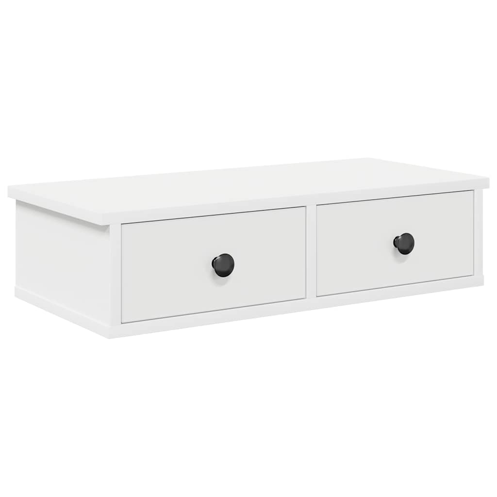 vidaXL Vägghylla med lådor vit 60x28x15 cm konstruerat trä